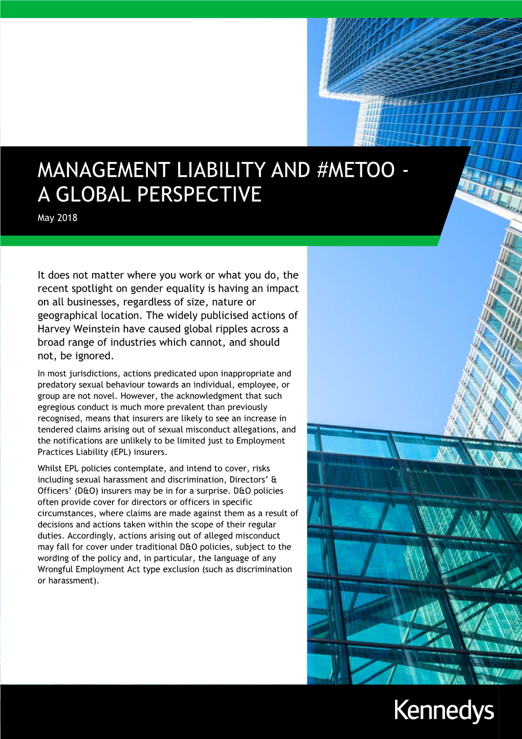 MANAGEMENT LIABILITY and #METOO - a GLOBAL PERSPECTIVE May 2018