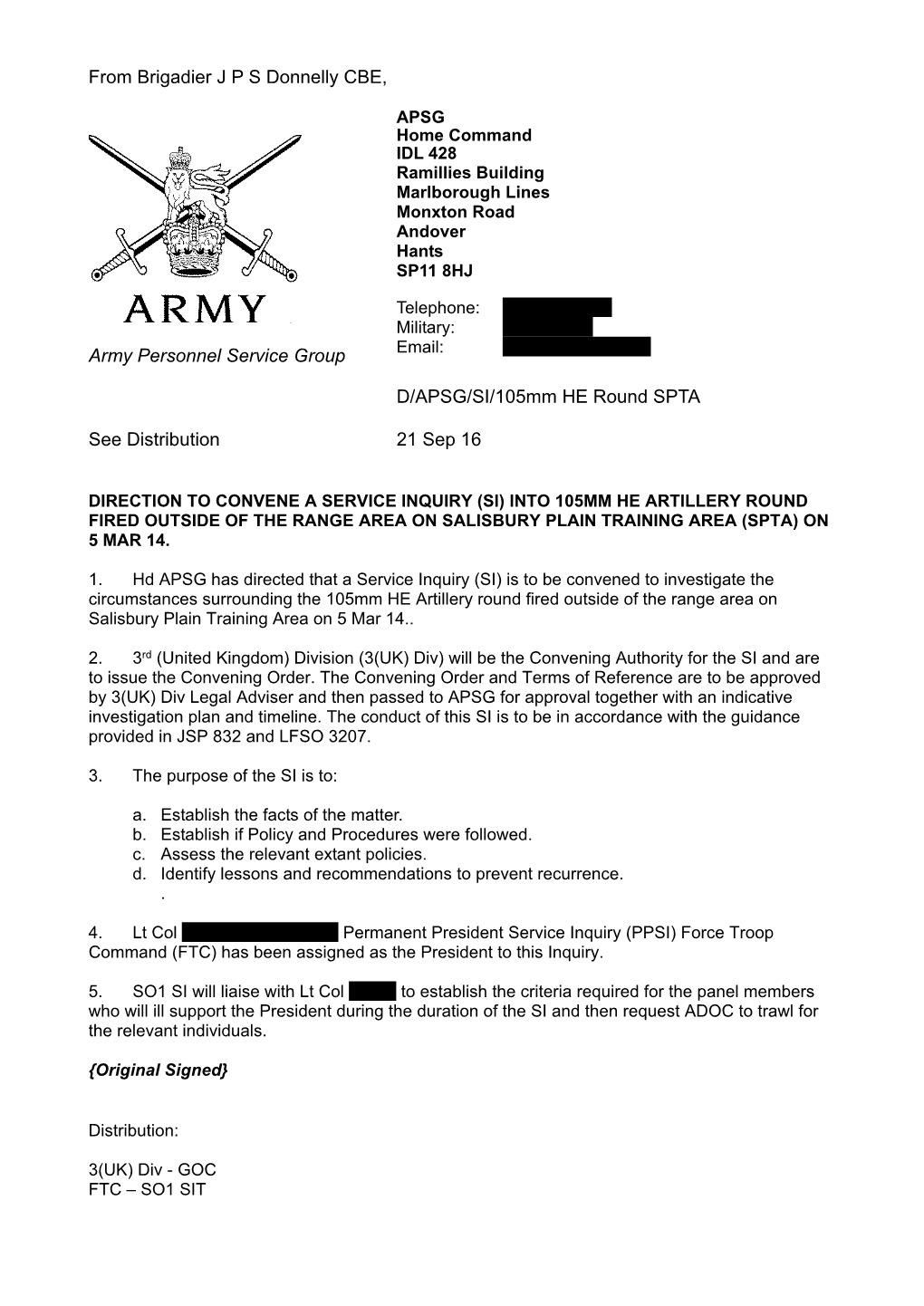 Service Inquiry Report 105Mm