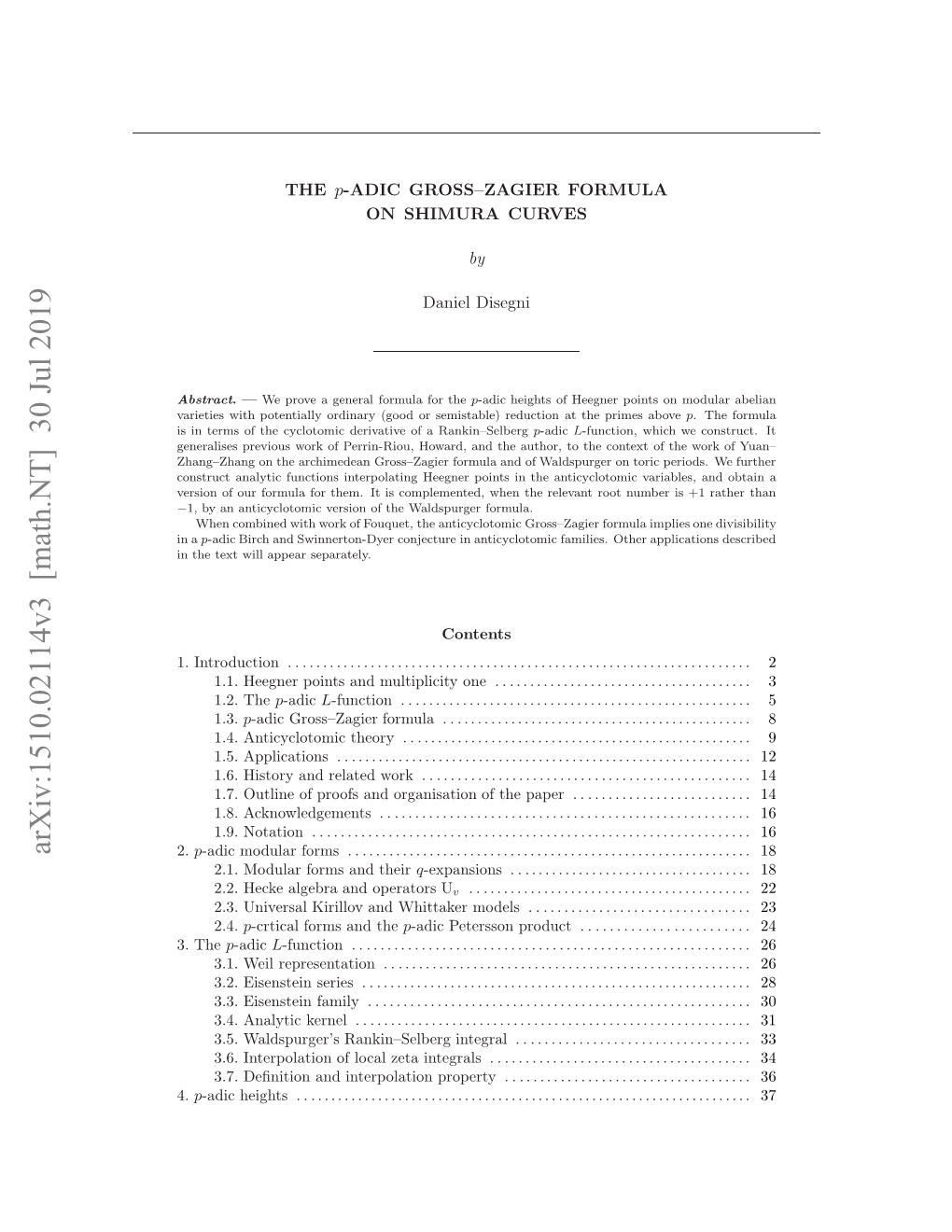 The P-Adic Gross-Zagier Formula on Shimura Curves