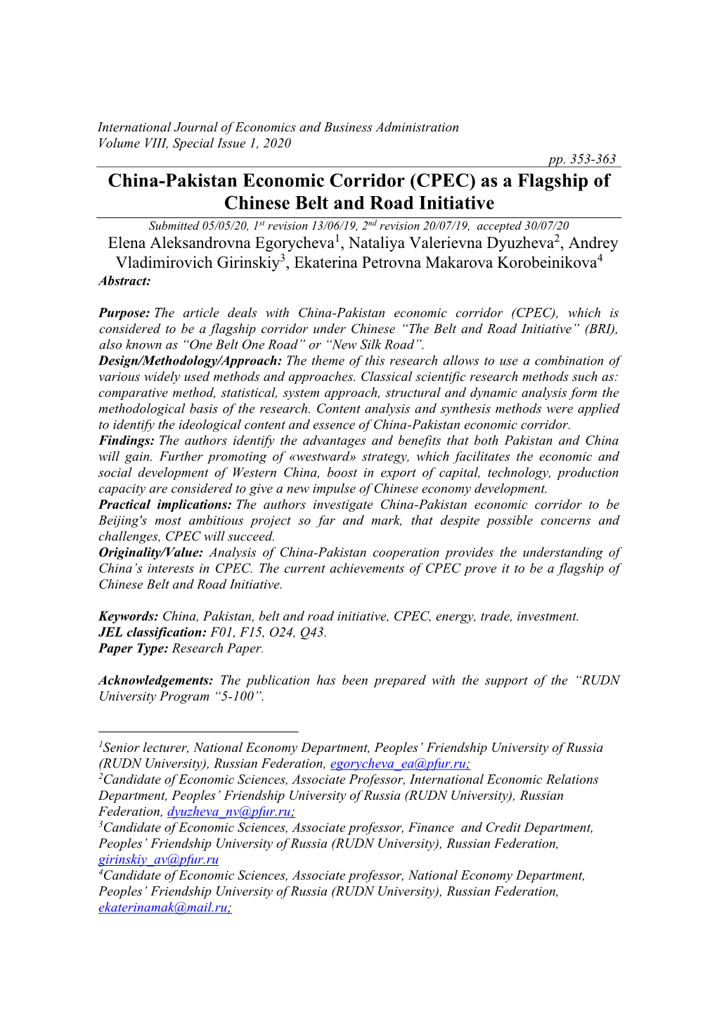 China-Pakistan Economic Corridor (CPEC)