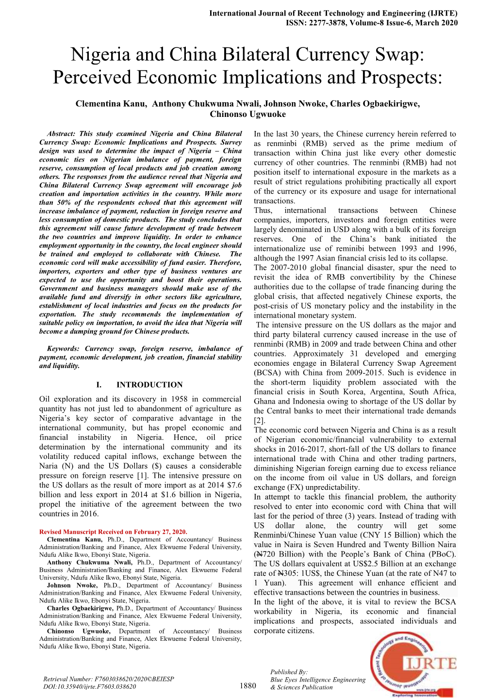 Nigeria and China Bilateral Currency Swap: Perceived Economic Implications and Prospects