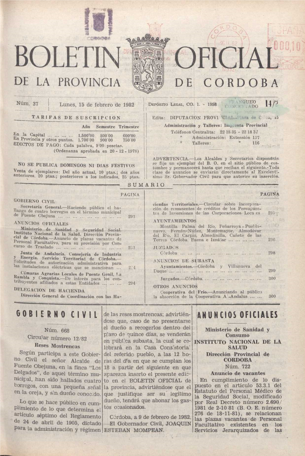 Boietin Oficial De La Provincia De Cordoba -•