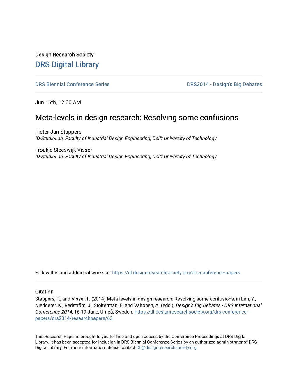 Meta-Levels in Design Research: Resolving Some Confusions