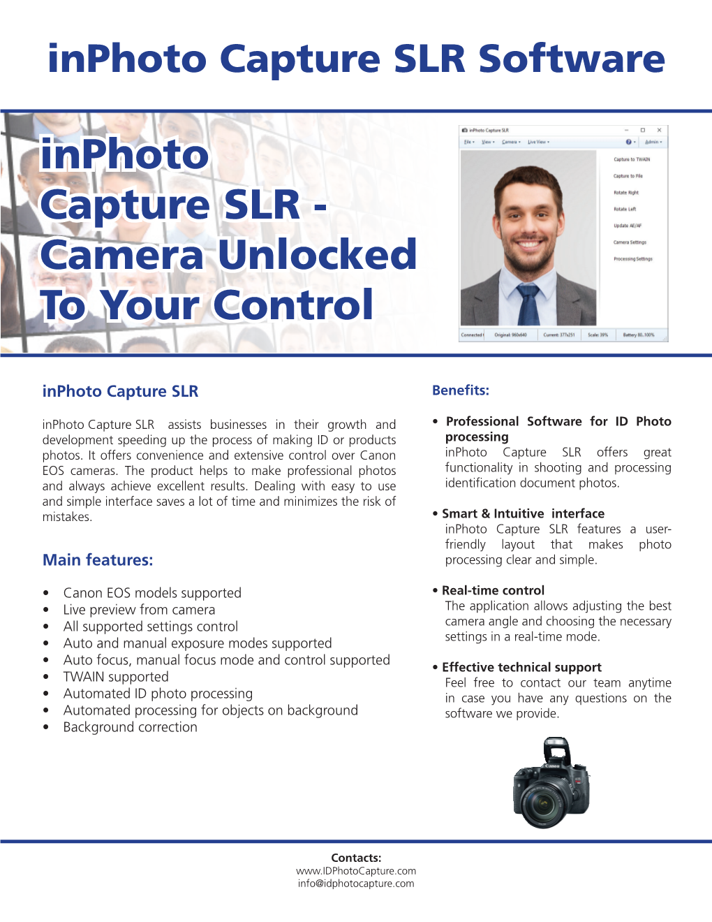 Inphoto Capture SLR Software Inphoto Capture SLR - Camera Unlocked to Your Control