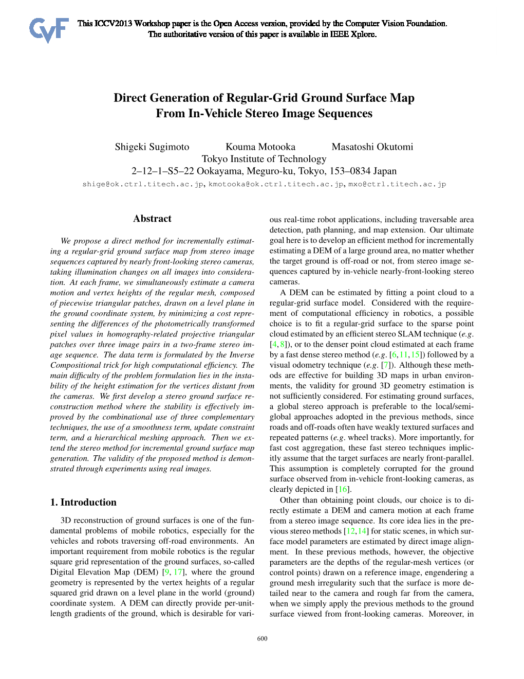 Direct Generation of Regular-Grid Ground Surface Map from In-Vehicle Stereo Image Sequences