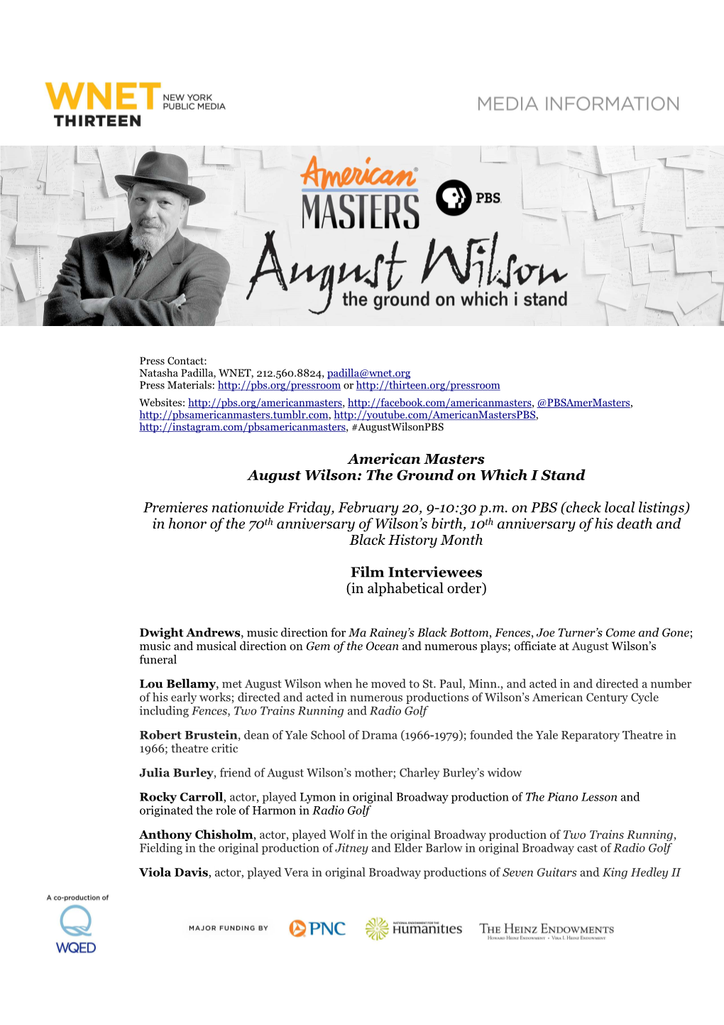 AM Augustwilson Film Interviewees Rev011315