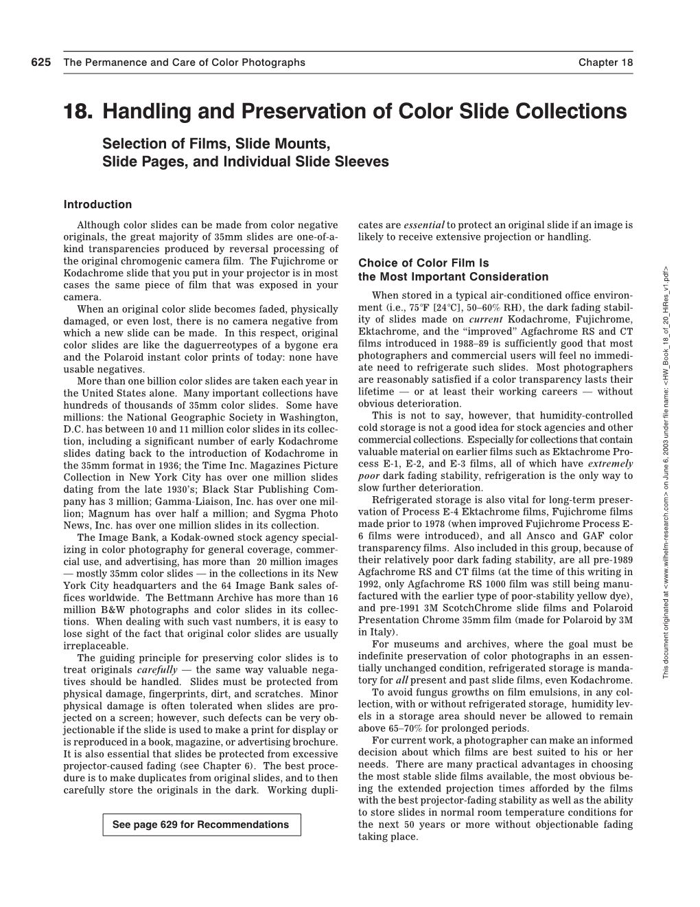 18. Handling and Preservation of Color Slide Collections