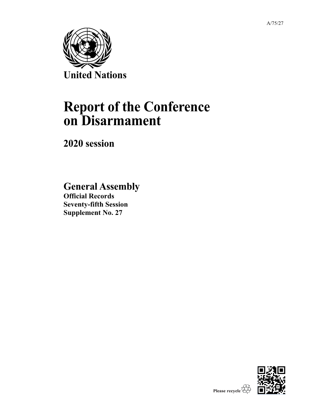 Report of the Conference on Disarmament