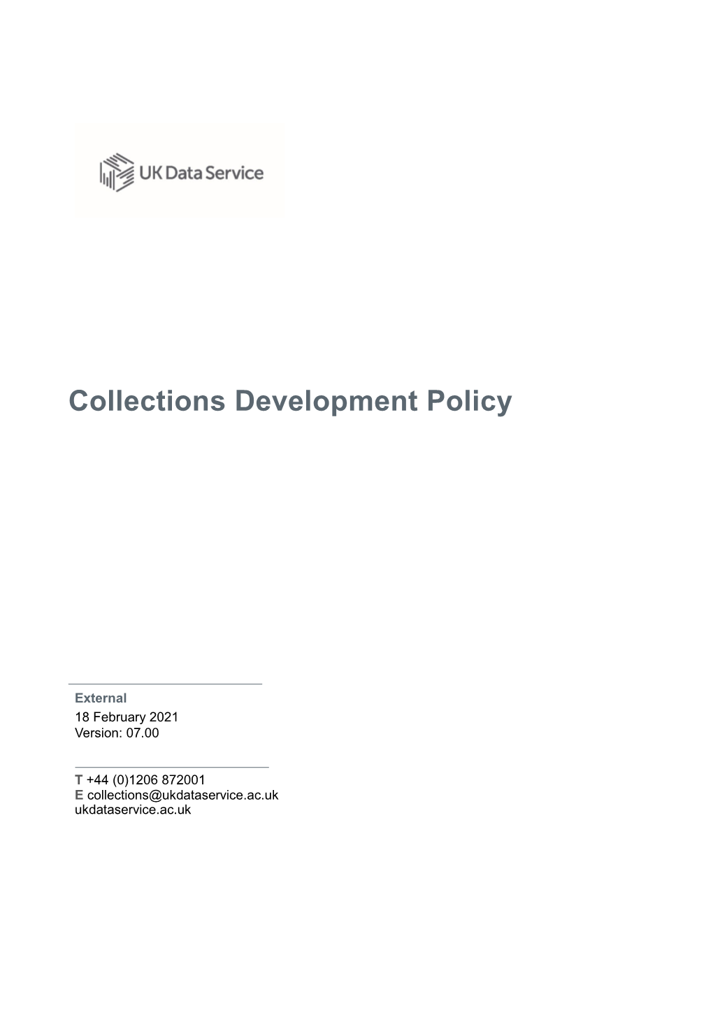 UK Data Service Collections Development Policy