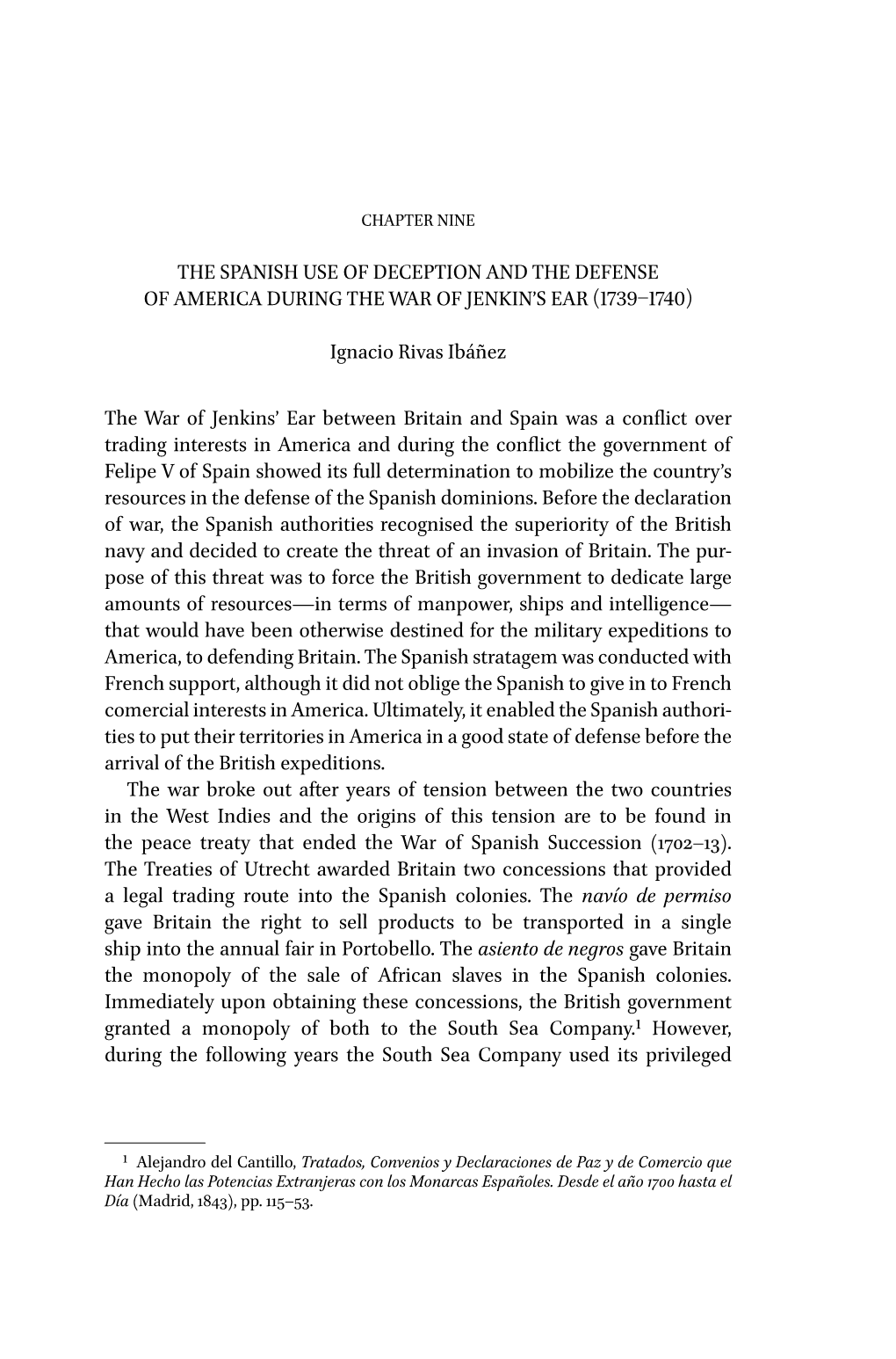 The Spanish Use of Deception and the Defense of America During the War of Jenkin’S Ear (1739–1740)