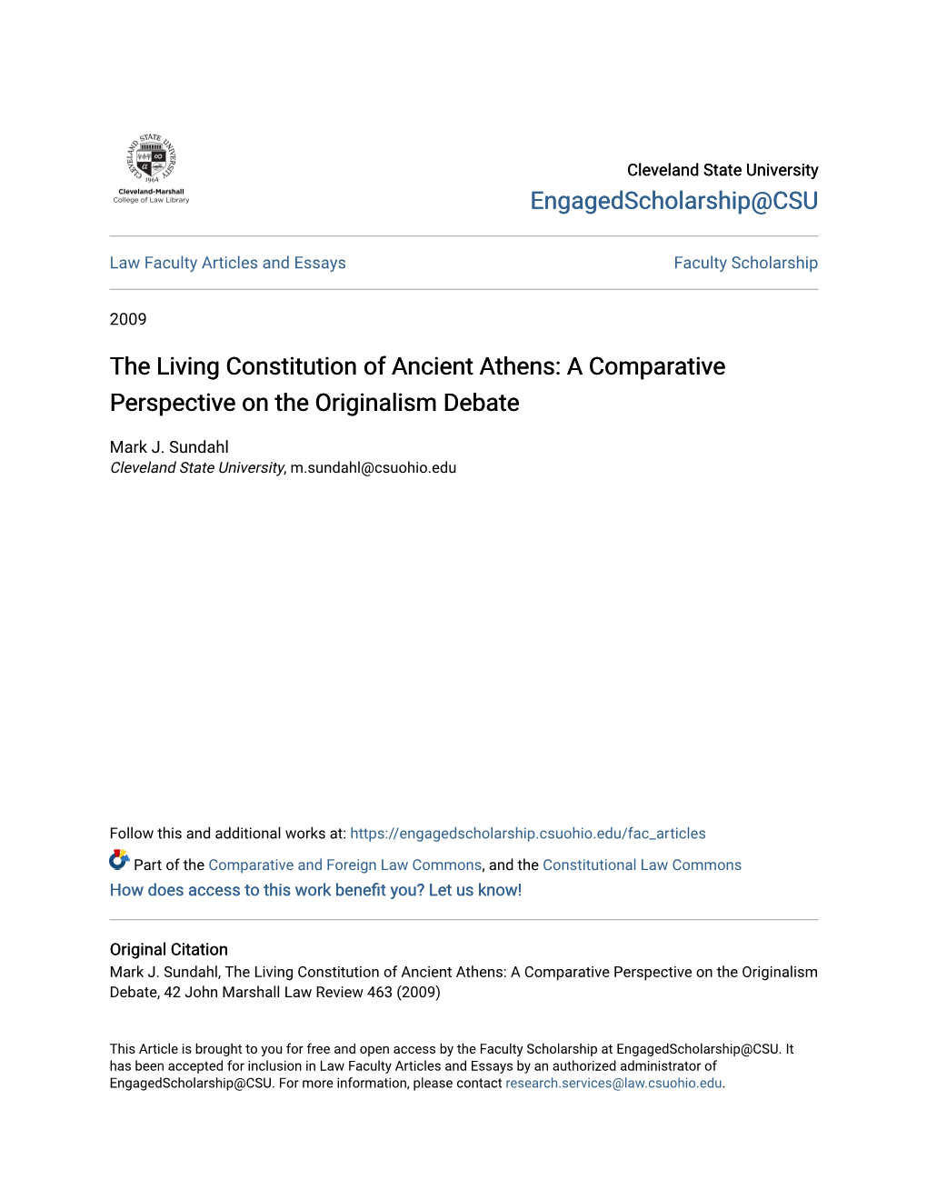 The Living Constitution of Ancient Athens: a Comparative Perspective on the Originalism Debate