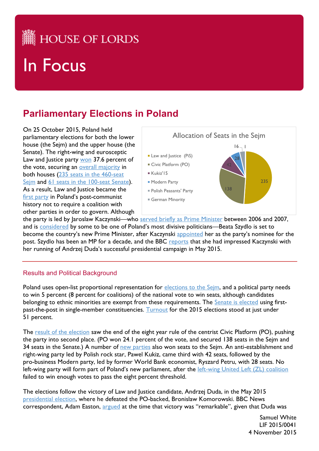 Parliamentary Elections in Poland