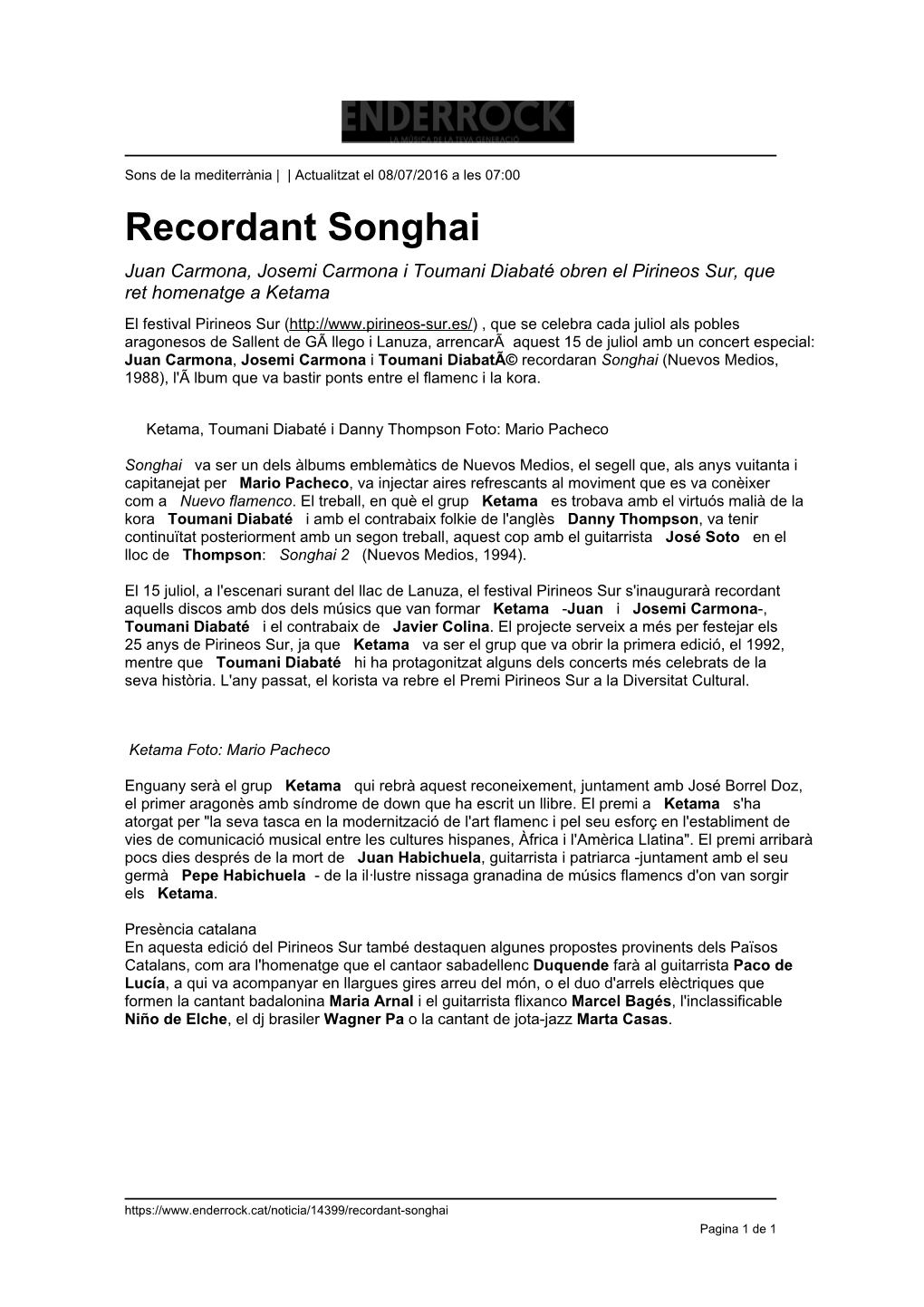 Recordant Songhai