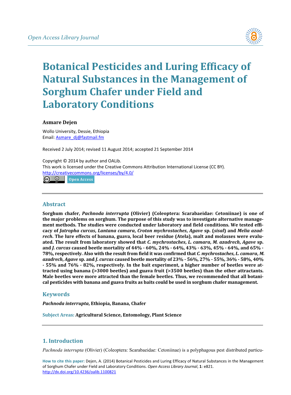 Botanical Pesticides and Luring Efficacy of Natural Substances in the Management of Sorghum Chafer Under Field and Laboratory Conditions