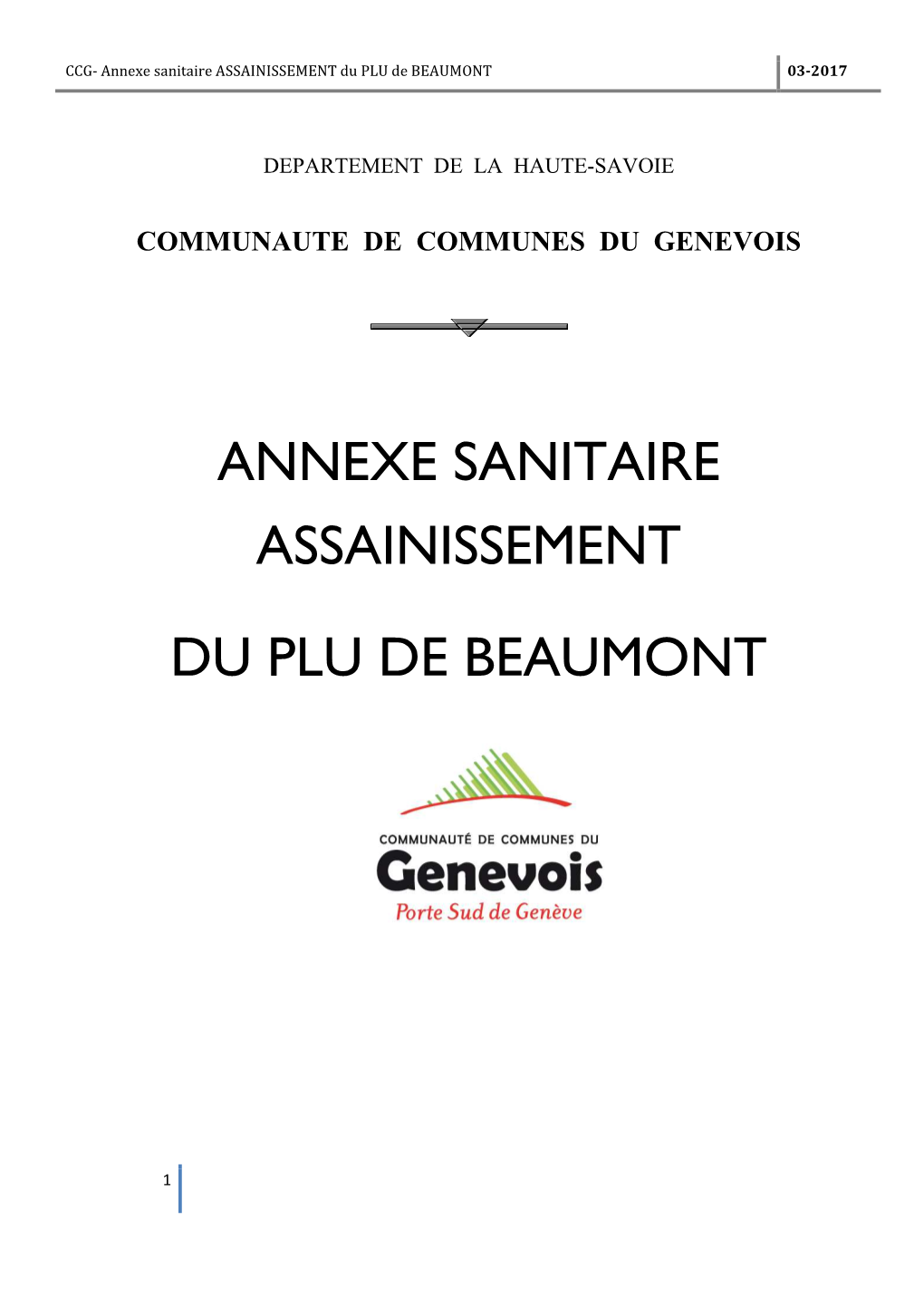 Annexe Sanitaire ASSAINISSEMENT Du PLU De BEAUMONT 03-2017