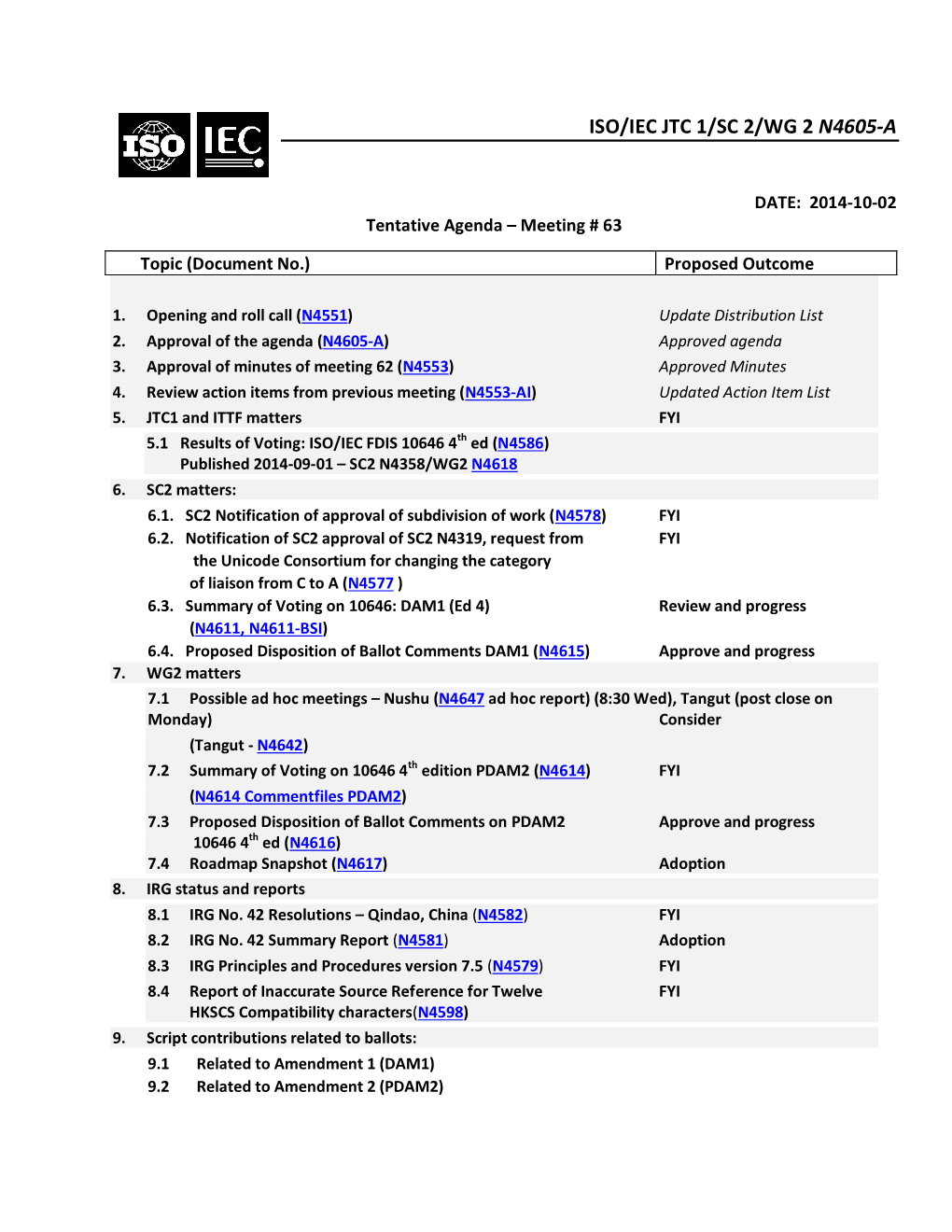 Iso/Iec Jtc 1/Sc 2/Wg 2 N4605-A