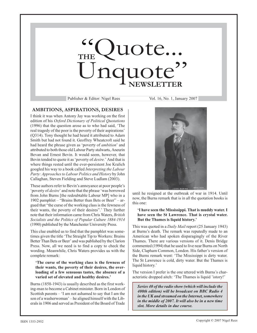 “Quote... Unquote” NEWSLETTER