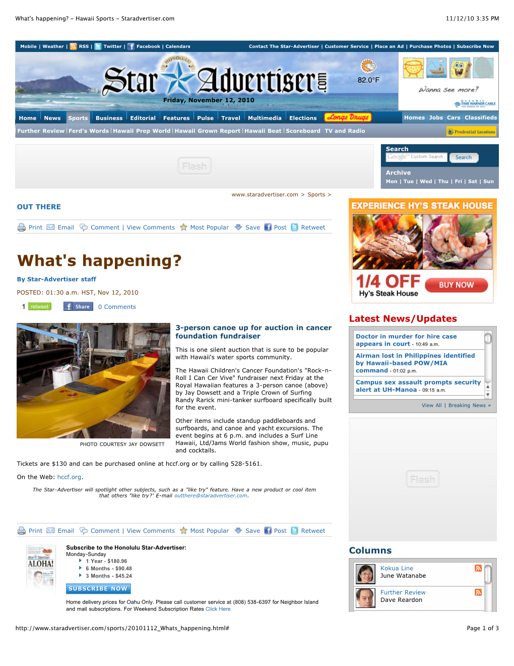 What's Happening? - Hawaii Sports - Staradvertiser.Com 11/12/10 3:35 PM