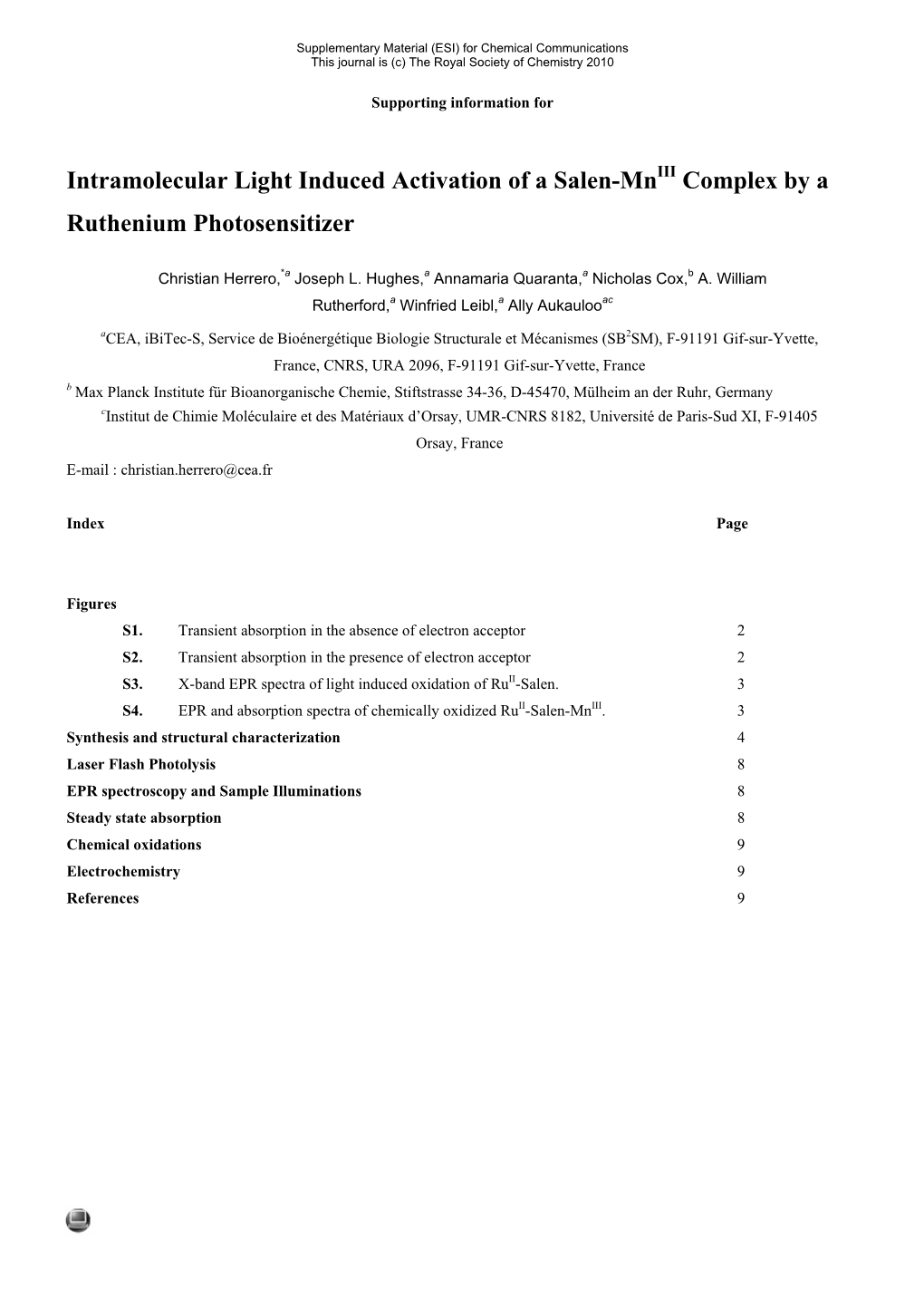 Intramolecular Light Induced Activation of a Salen-Mniii Complex by a Ruthenium Photosensitizer