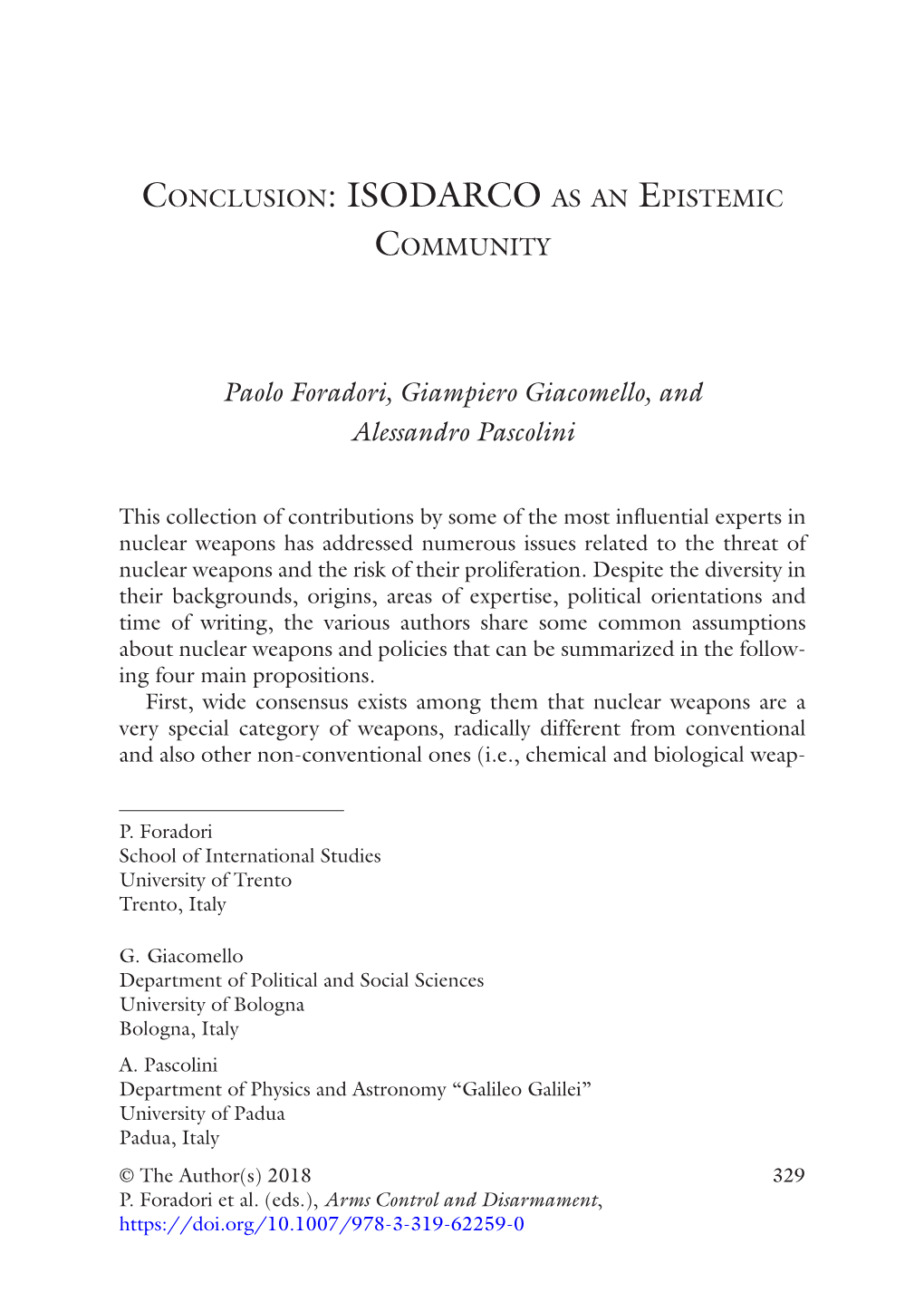 Conclusion: ISODARCO As an Epistemic Community