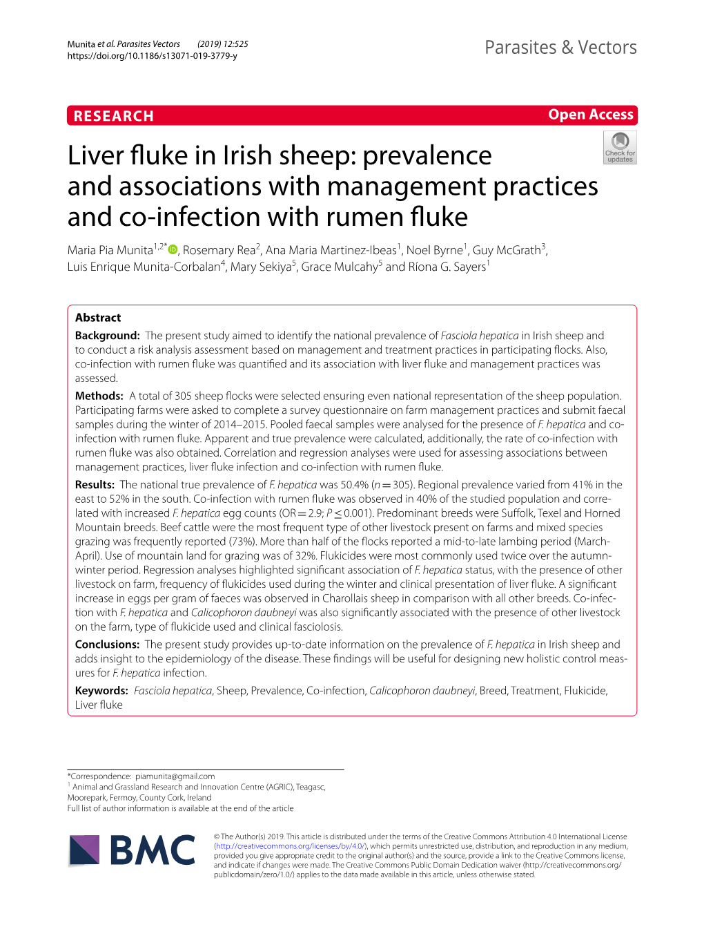 Liver Fluke in Irish Sheep