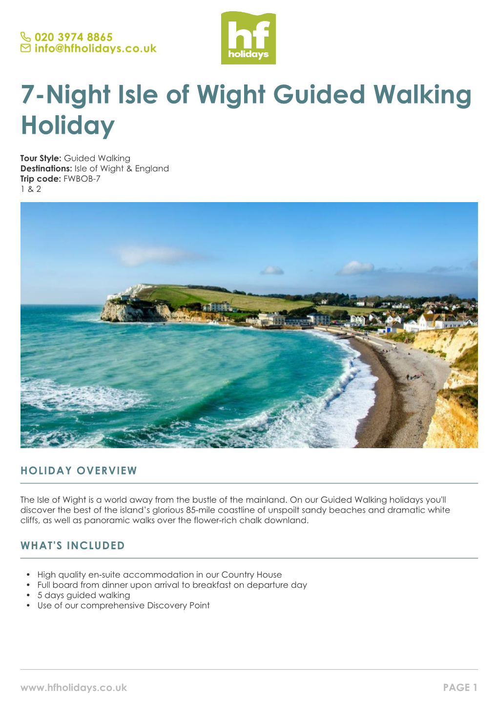 7-Night Isle of Wight Guided Walking Holiday