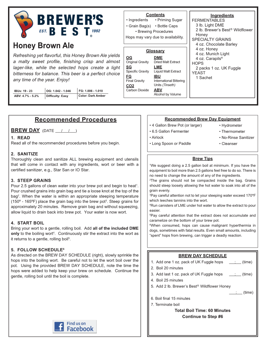 Honey Brown Ale 4 Oz