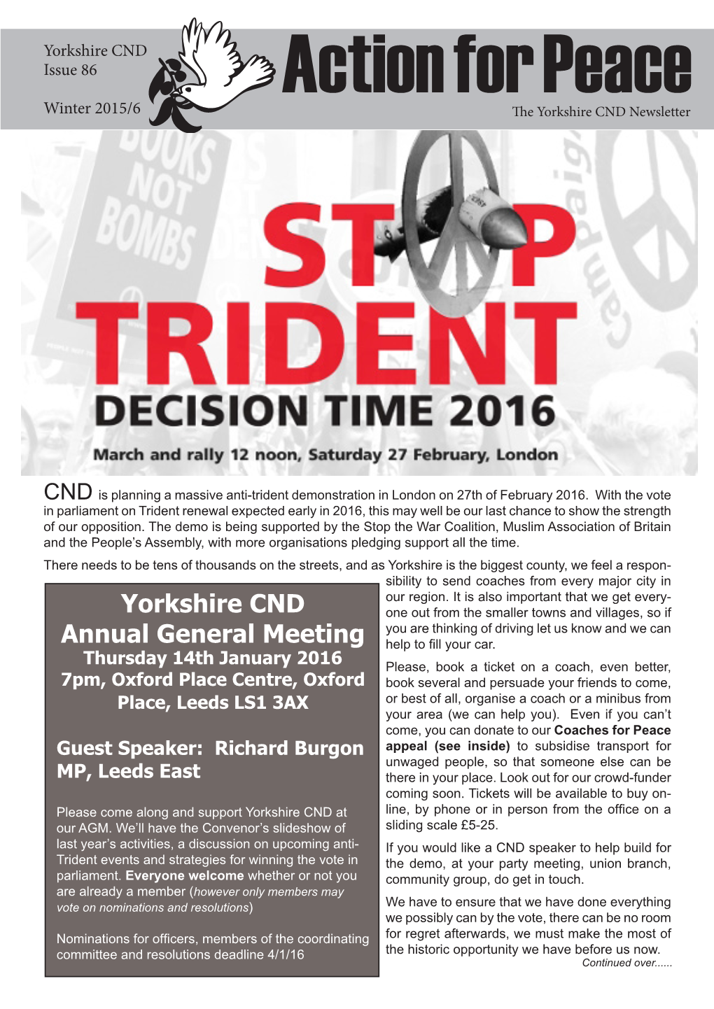 Yorkshire CND Annual General Meeting