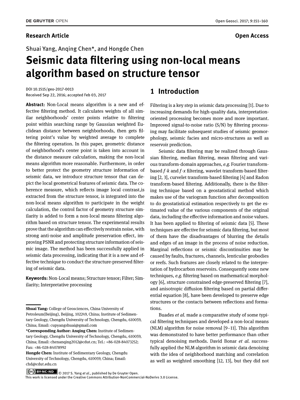 Seismic Data Filtering Using Non-Local Means Algorithm Based on Structure Tensor