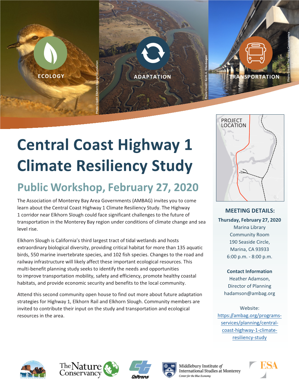 Central Coast Highway 1 Climate Resiliency Study Public Workshop, February 27, 2020