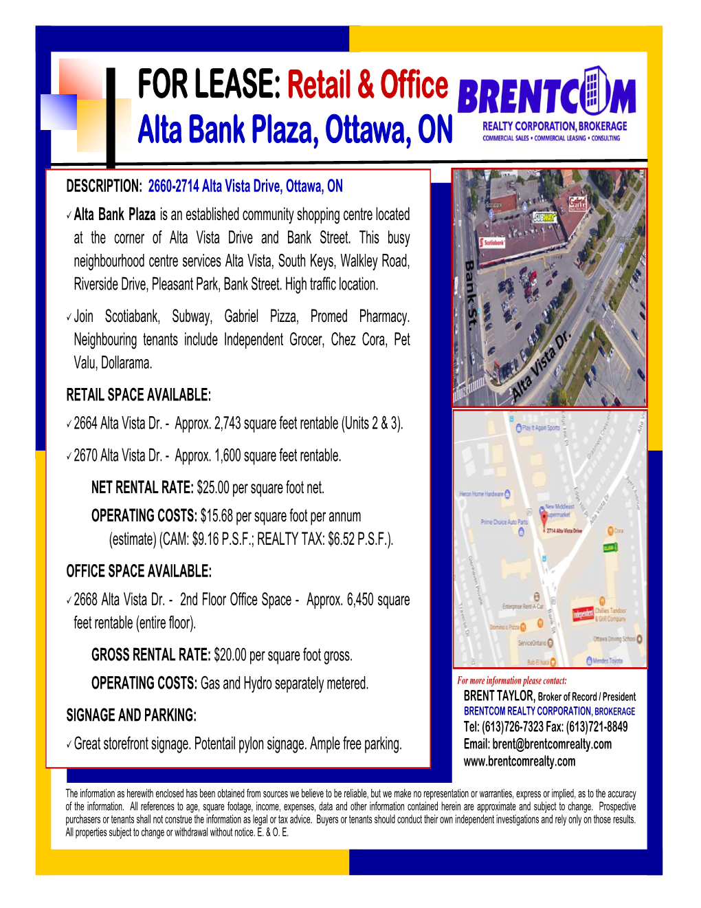 Retail & Office Alta Bank Plaza, Ottawa, ON
