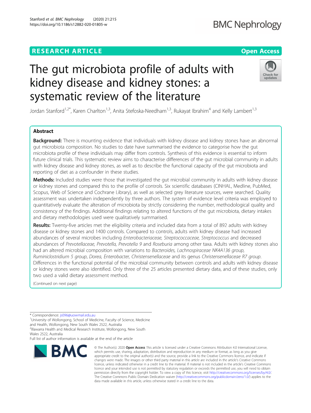The Gut Microbiota Profile of Adults with Kidney