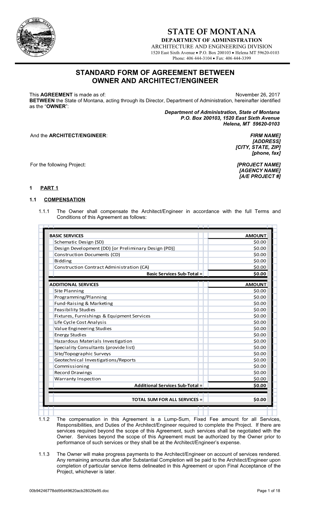 Standard Form Of Agreement Between Owner And Architect With Standard Form Of Architect’S Services