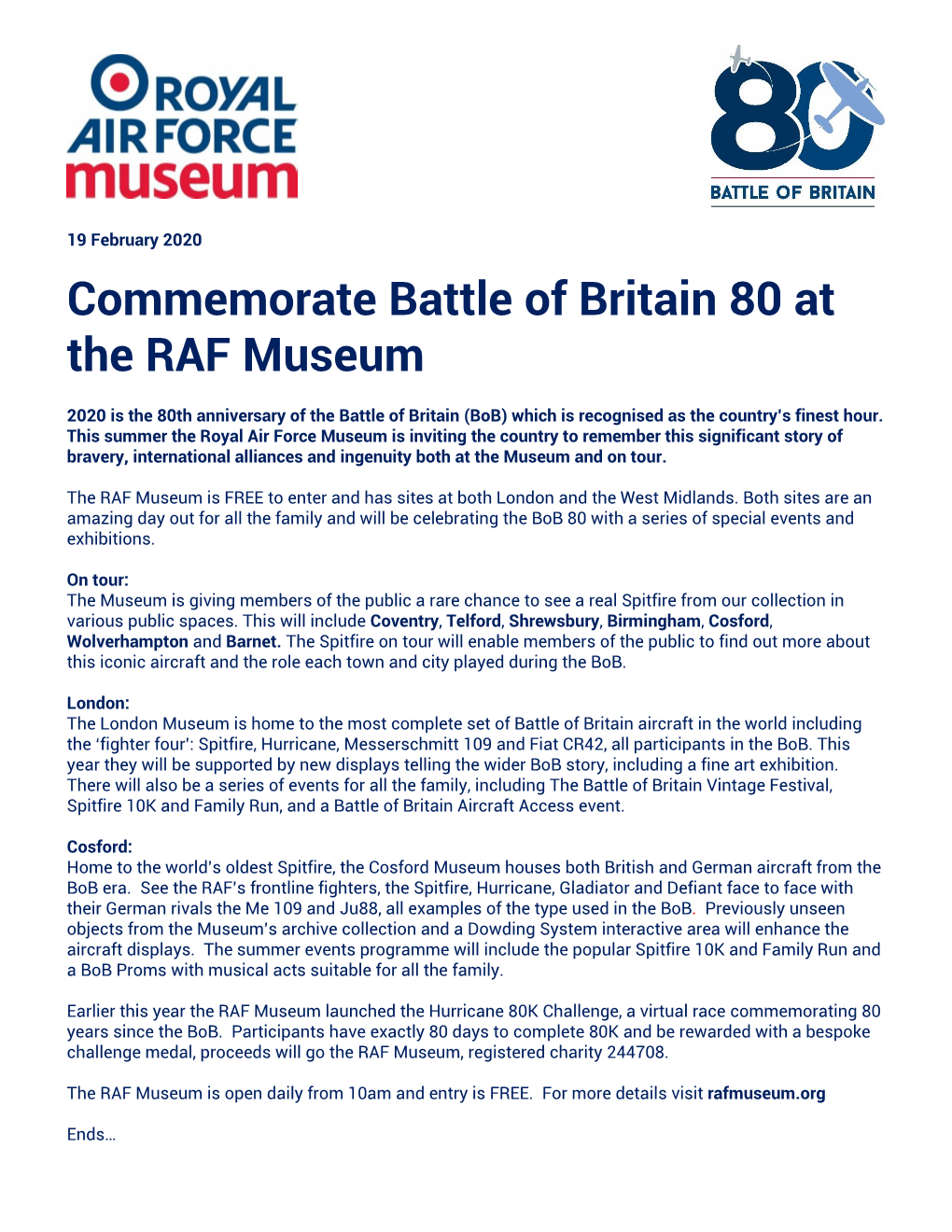 Commemorate Battle of Britain 80 at the RAF Museum