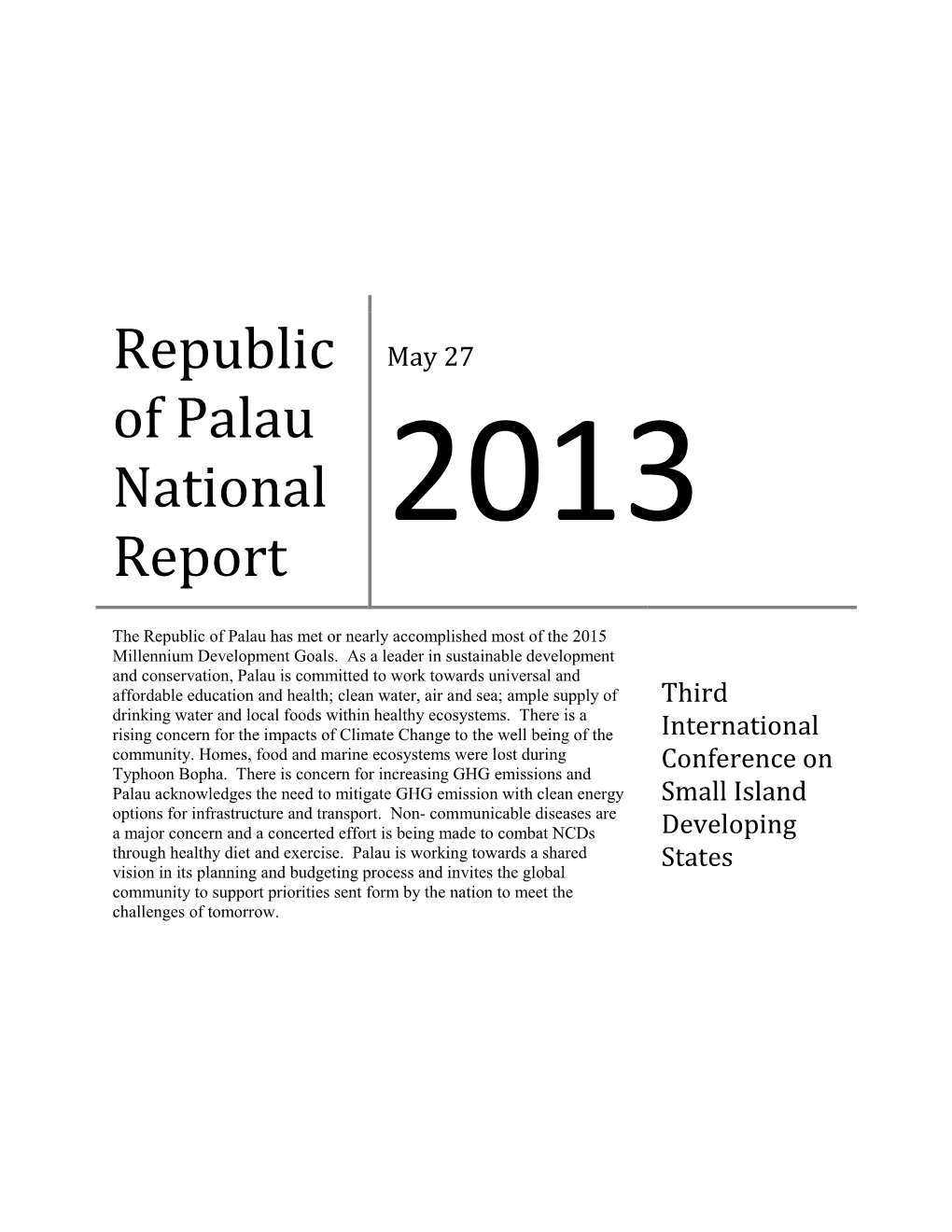 Palau National 2013 Report