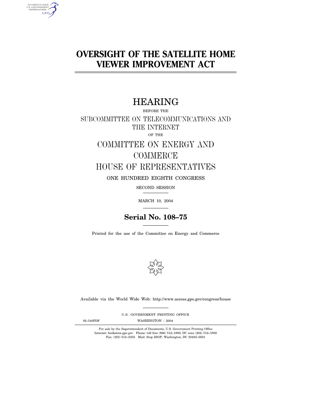 Oversight of the Satellite Home Viewer Improvement Act