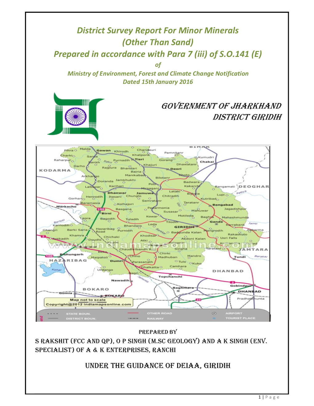 District Survey Report for Minor Minerals (Other Than Sand)