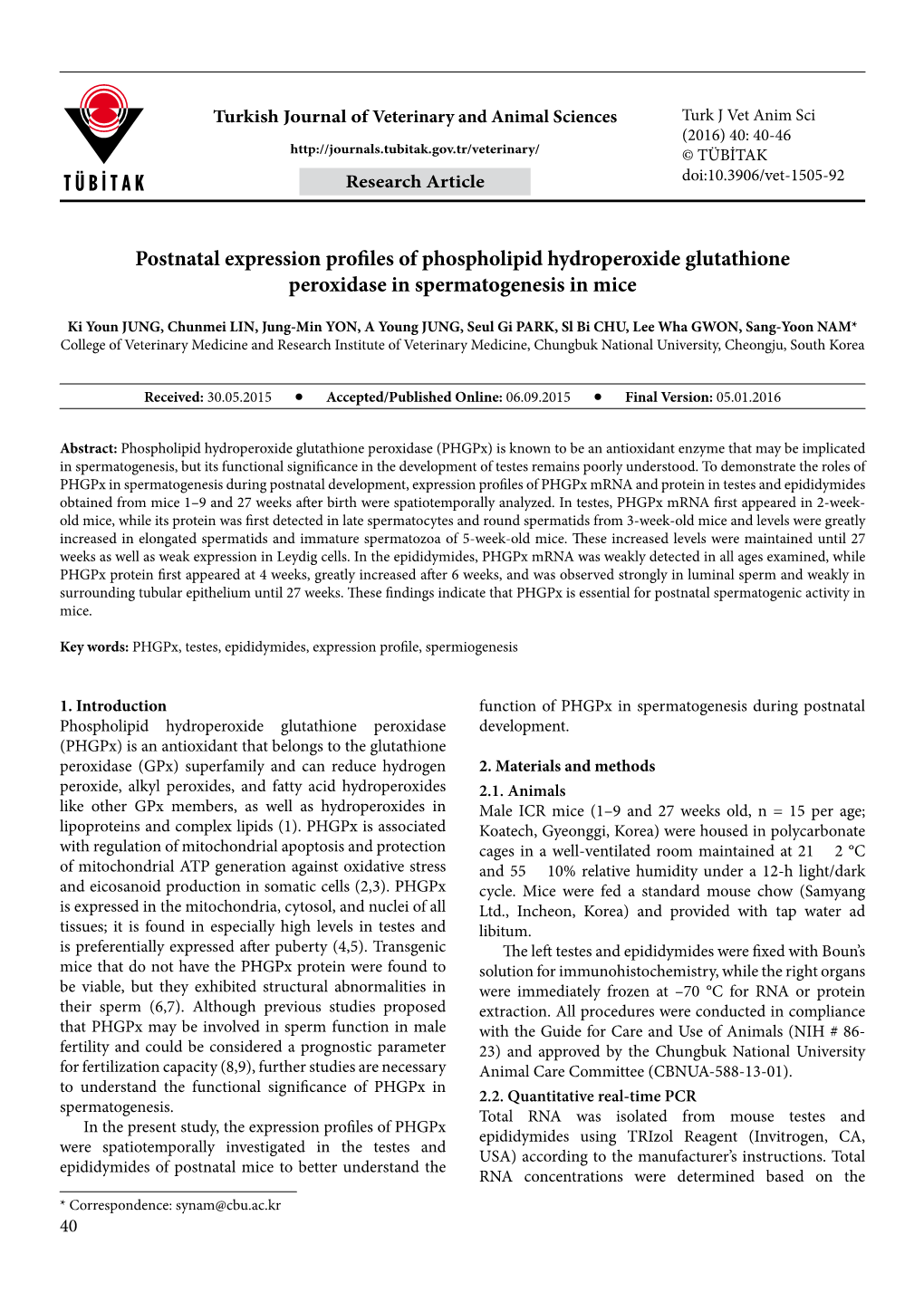 Postnatal Expression Profiles of Phospholipid Hydroperoxide Glutathione Peroxidase in Spermatogenesis in Mice