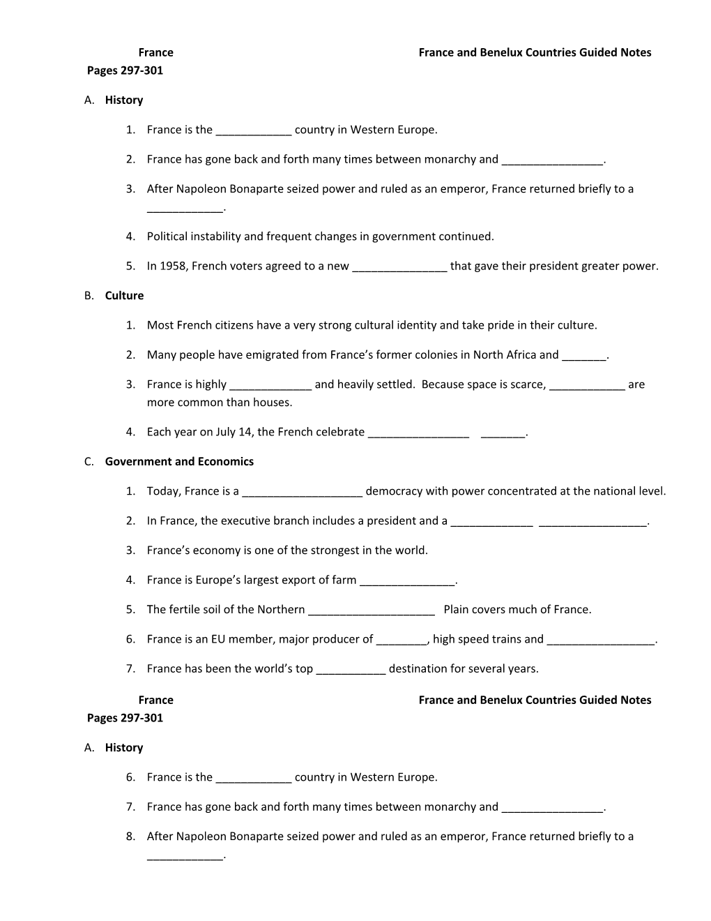 France France and Benelux Countries Guided Notes Pages 297-301