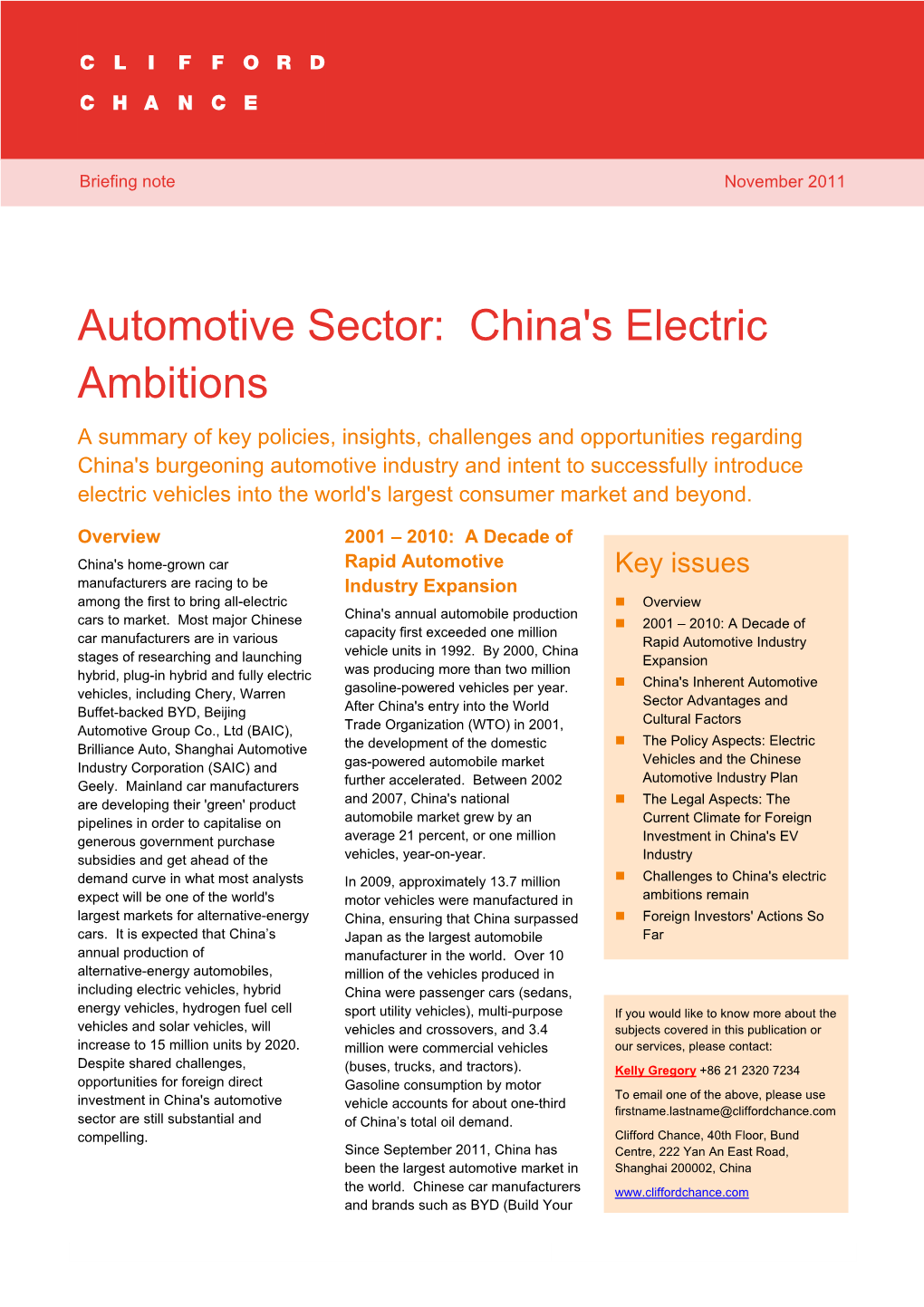 Automotive Sector: China's Electric Ambitions 1