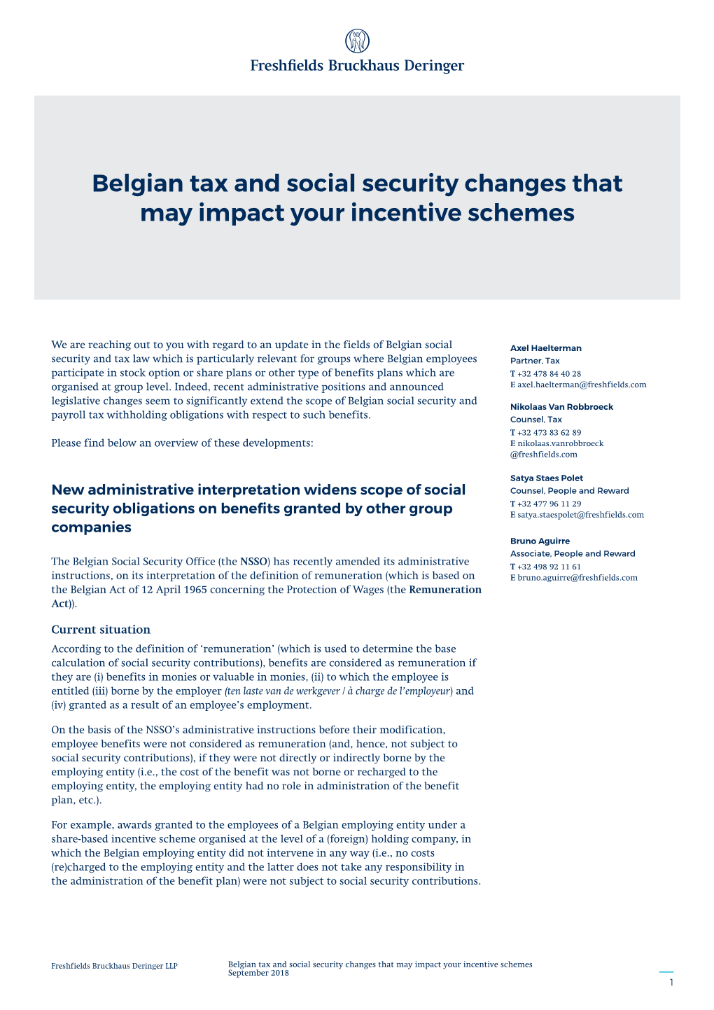 Belgian Tax and Social Security Changes That May Impact Your Incentive Schemes