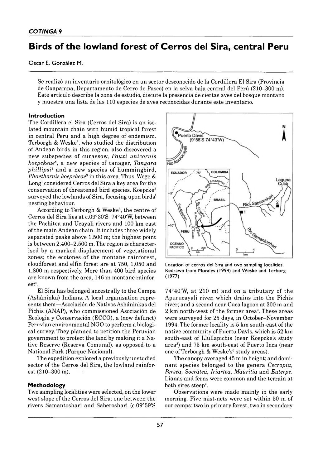 Birds of the Lowland Forest of Cerros Del Sira, Central Peru