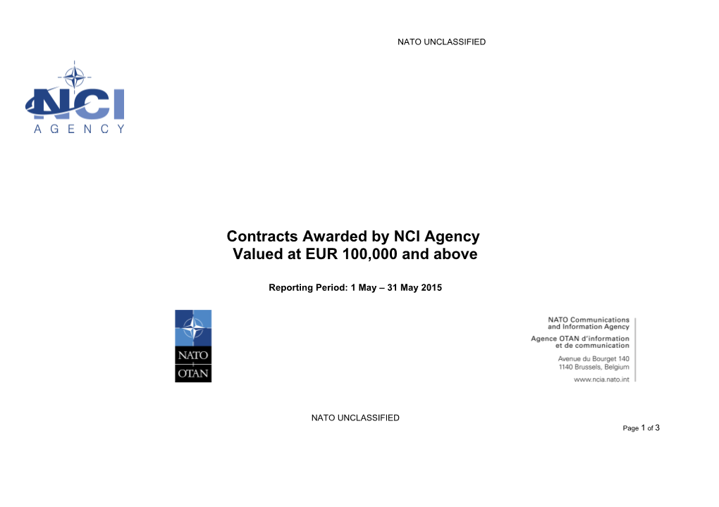 Contracts Awarded by NCI Agency