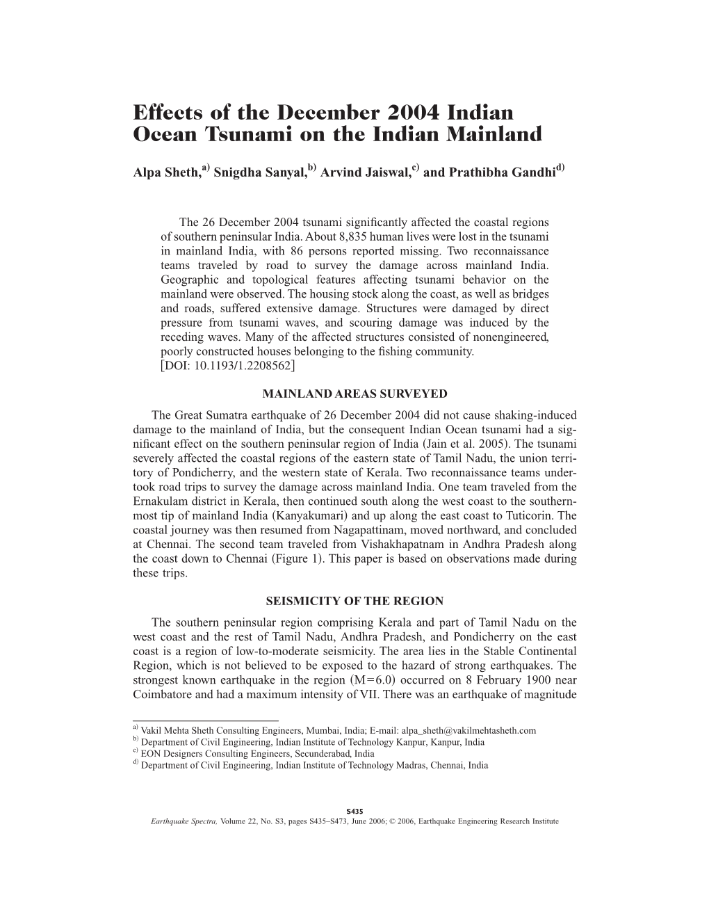 Effects of the December 2004 Indian Ocean Tsunami on the Indian Mainland