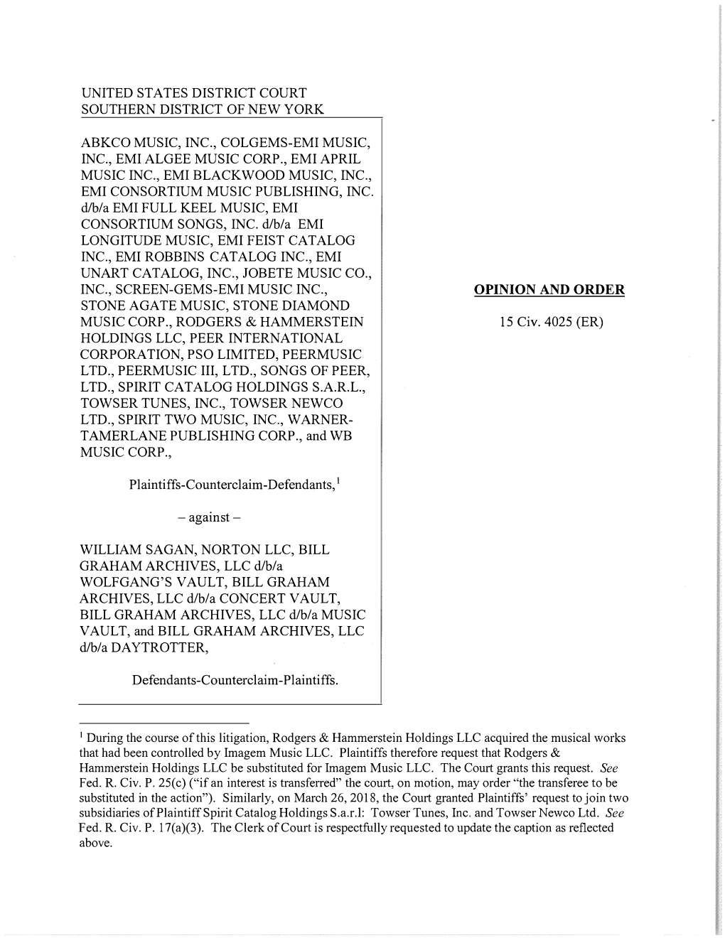 ABKCO Music Inc. Et Al. V. William Sagan.Pdf