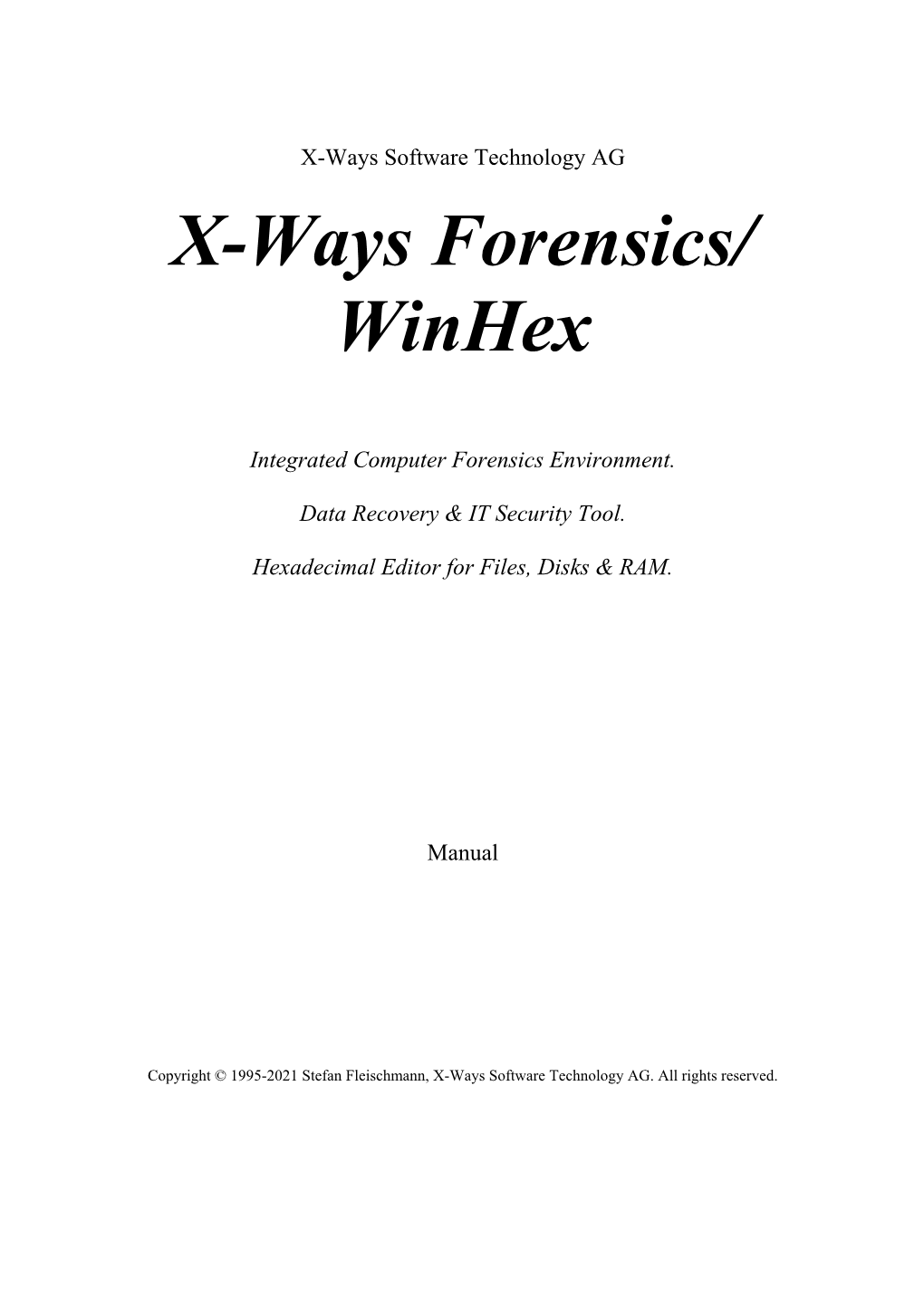 X-Ways Forensics & Winhex Manual