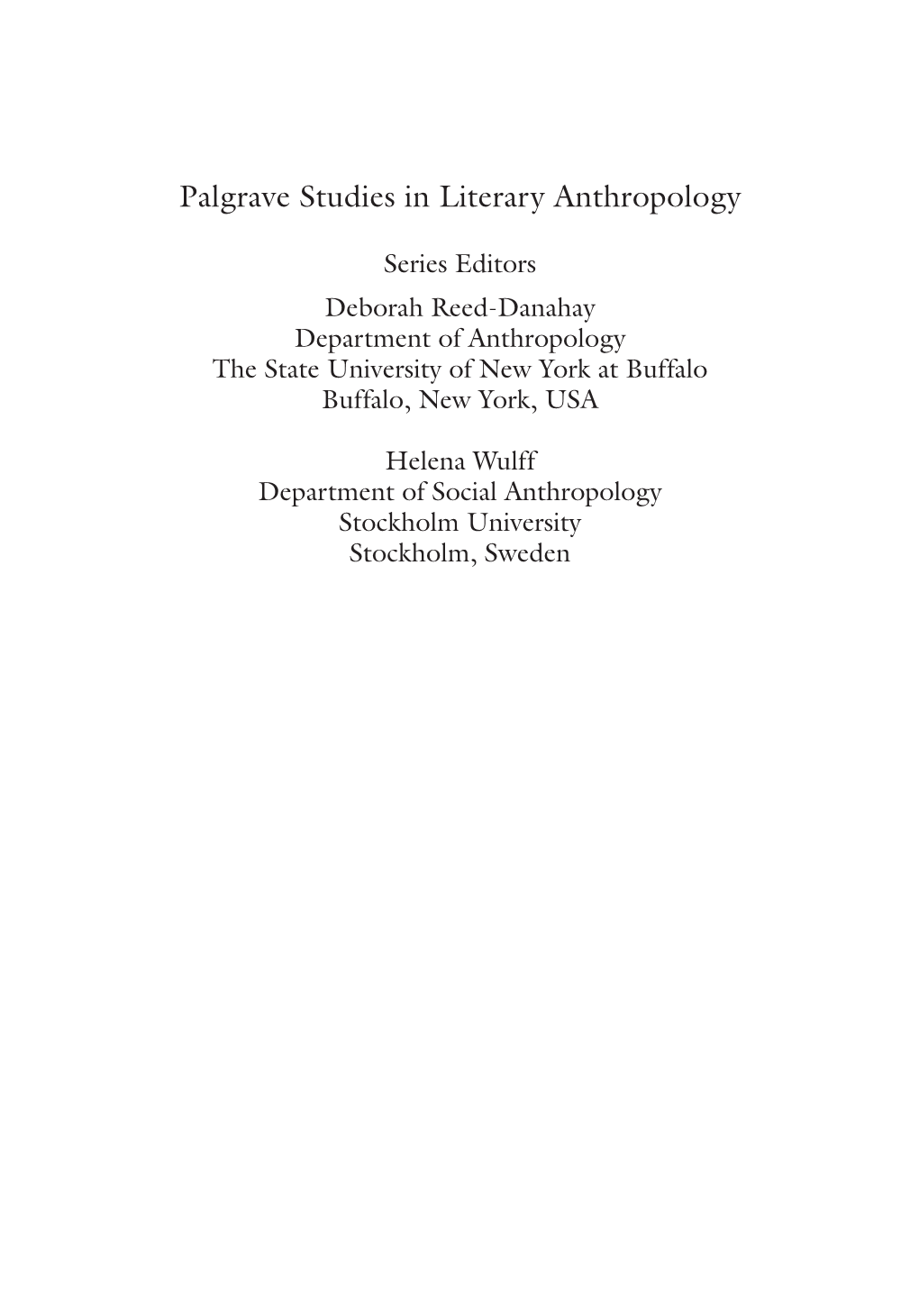 Palgrave Studies in Literary Anthropology