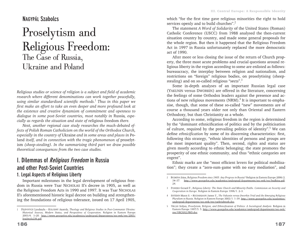 Proselytism and Religious Freedom