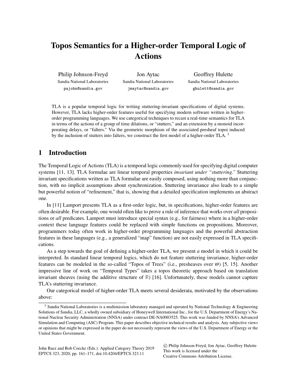 Topos Semantics for a Higher-Order Temporal Logic of Actions