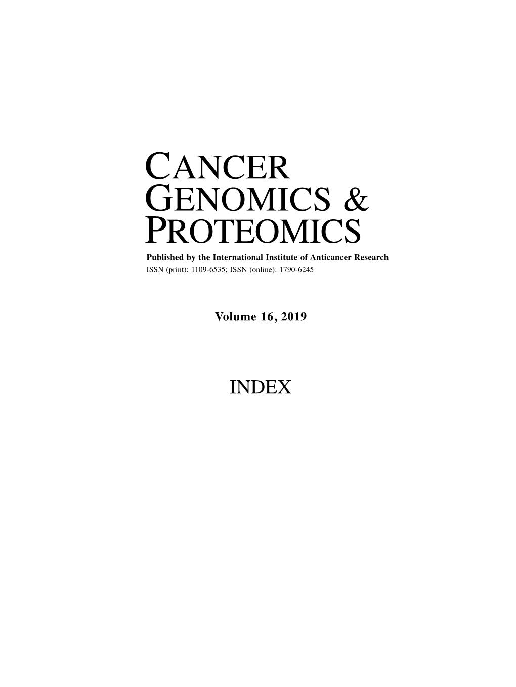 Cancer Genomics & Proteomics